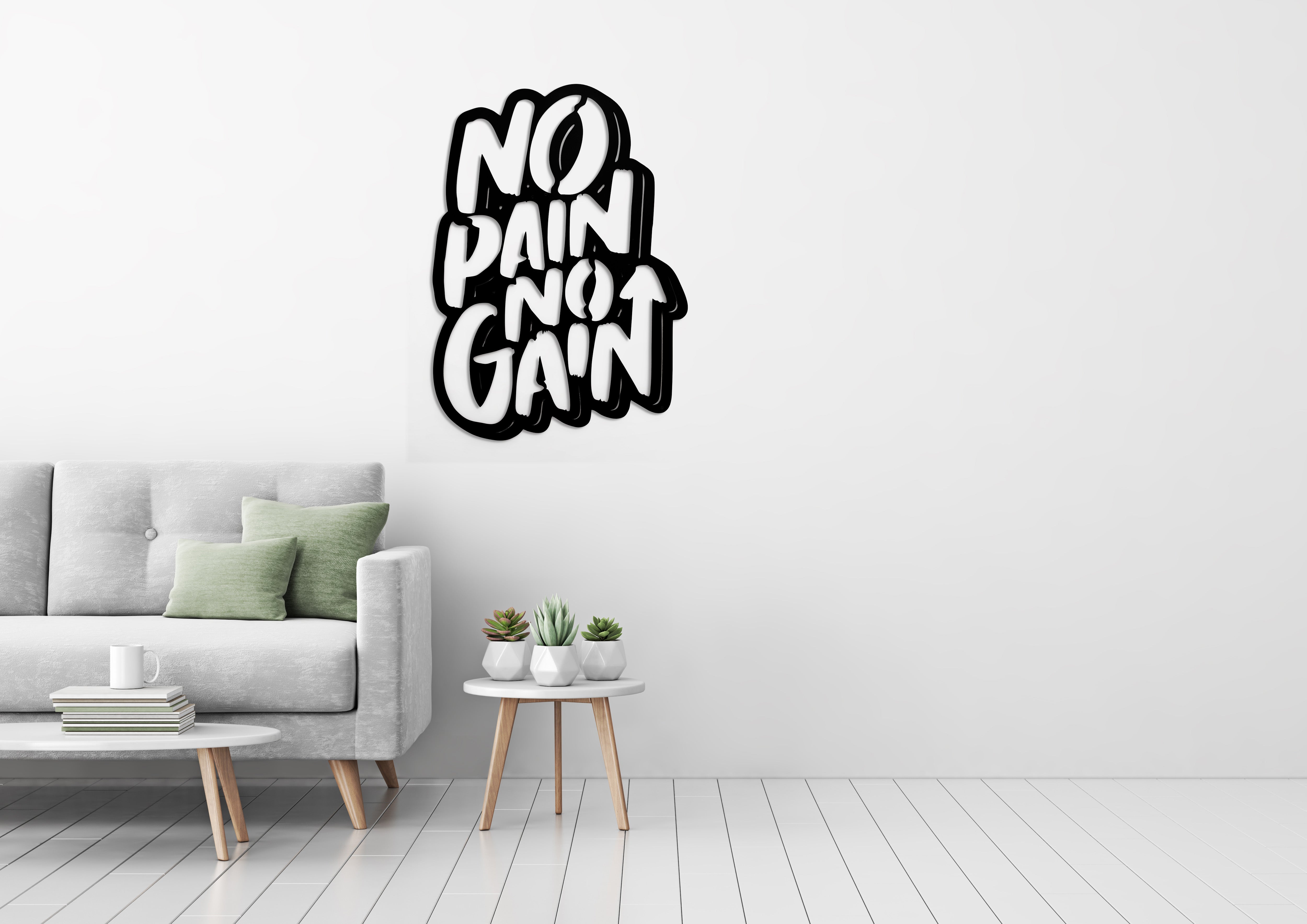 No Pain No Gain Metal Wall Art, Wall Hangings, Gym Wall Decor, Sport Wall Art, Workout Room Wall Art, Fitness Motivation Quote Wall Art
