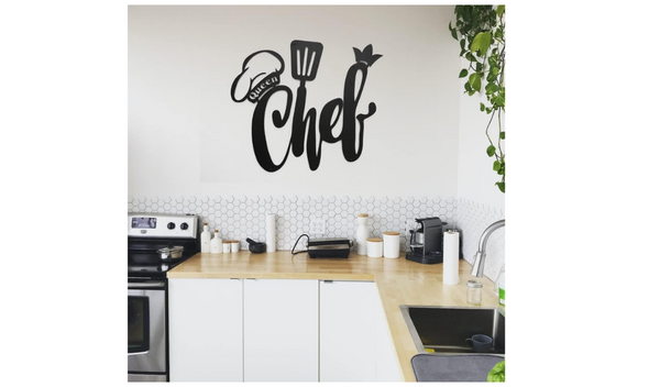 Chef Patterned Black Metal Wall Hanger Suitable for All Walls