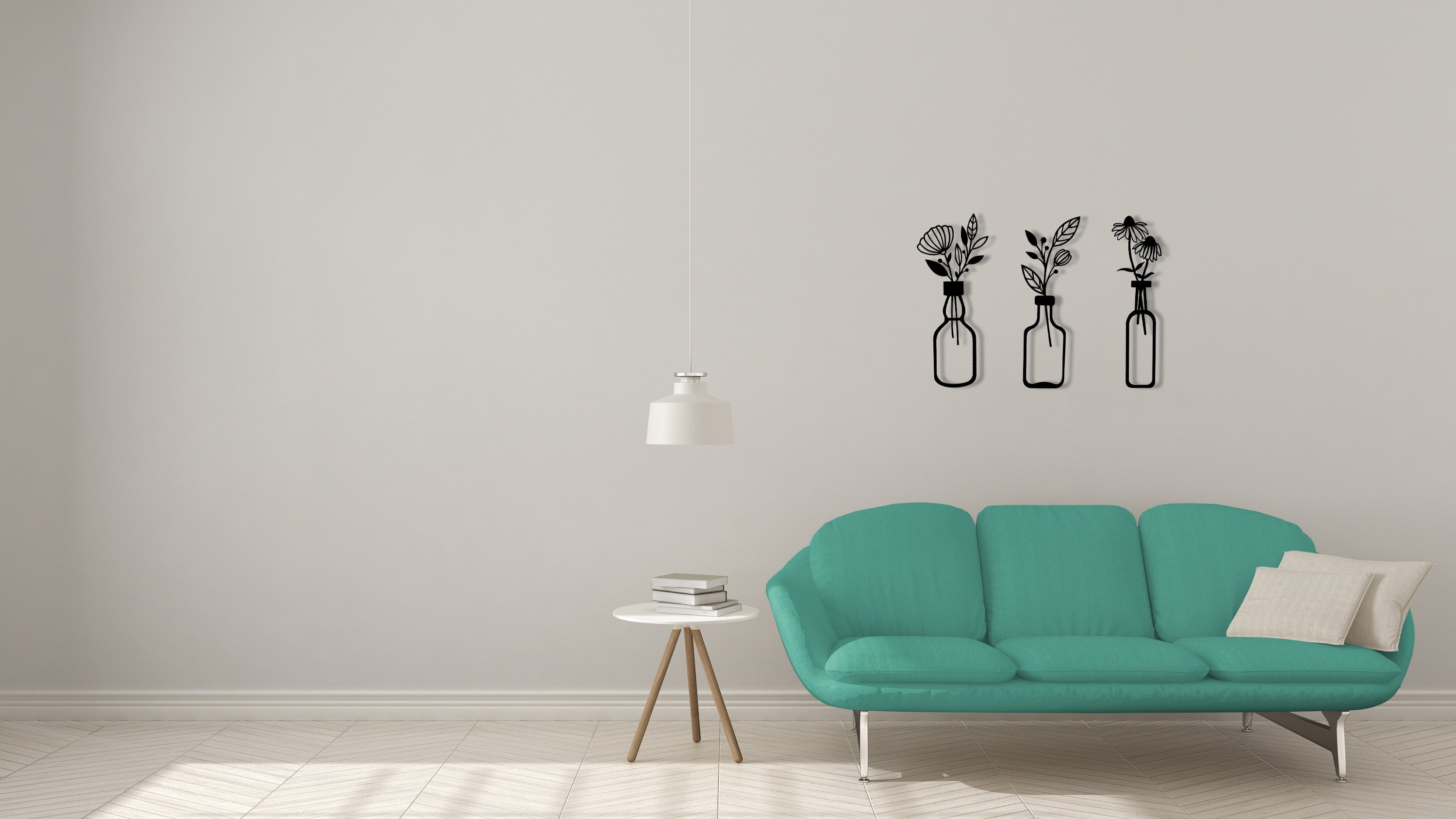 Flower in Vase Metal Wall Art, 3 Pieces Metal Wall Art Set, Spring Flowers Home Wall Decoration, Botanical Wall Decor, Black Floral Wall Art