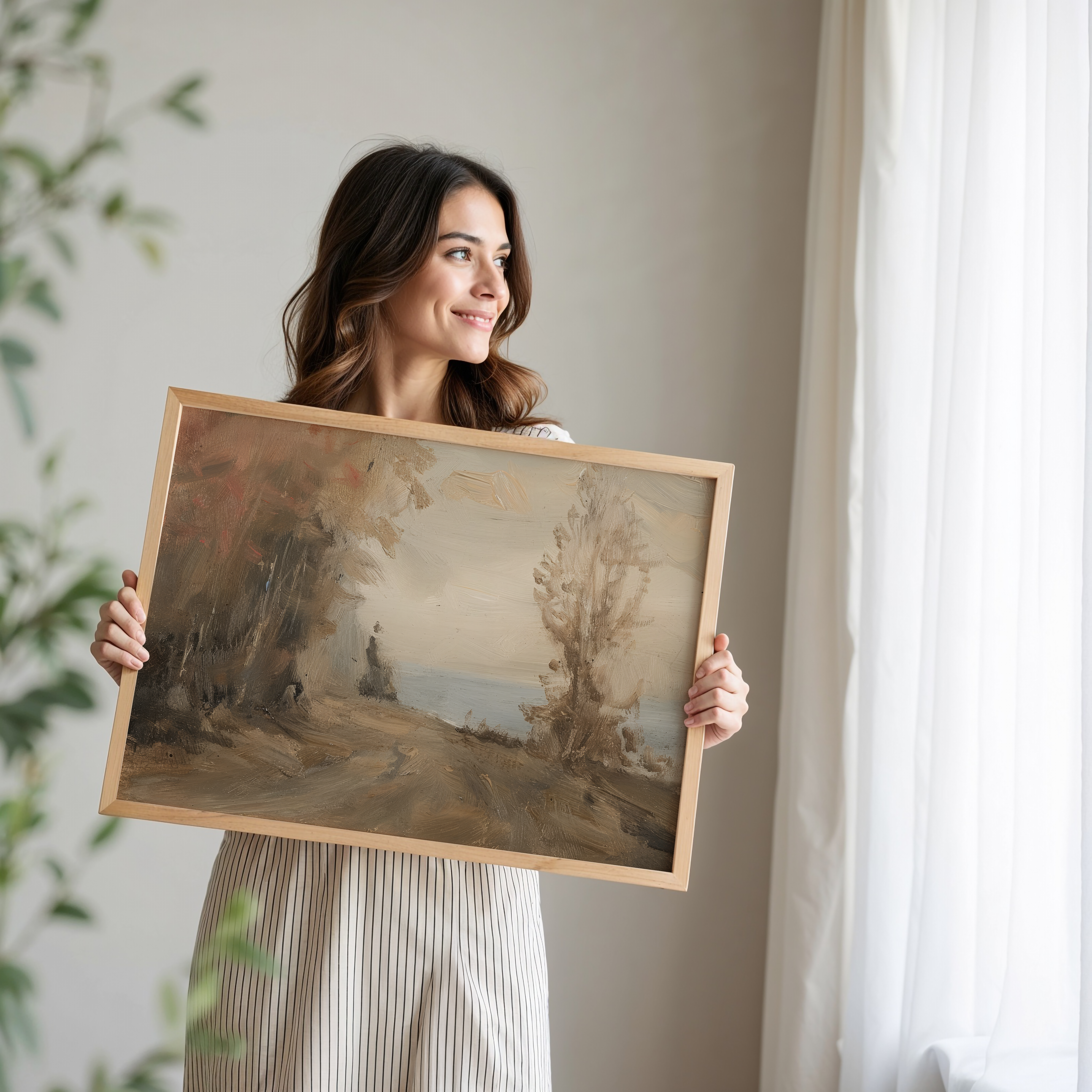 Moderne Vintage Landschaft Poster · Geschenkidee · Natur Flusslandschaften Dorfansichten Klassische Wandkunst · Dekoprint ohne Rahmen-1